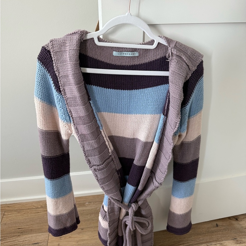 Striped Knit Cardigan Sweater